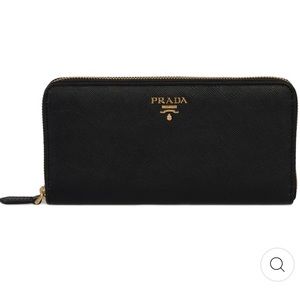 PRADA BLACK SAFFIANO LEATHER ZIP-UP WALLET